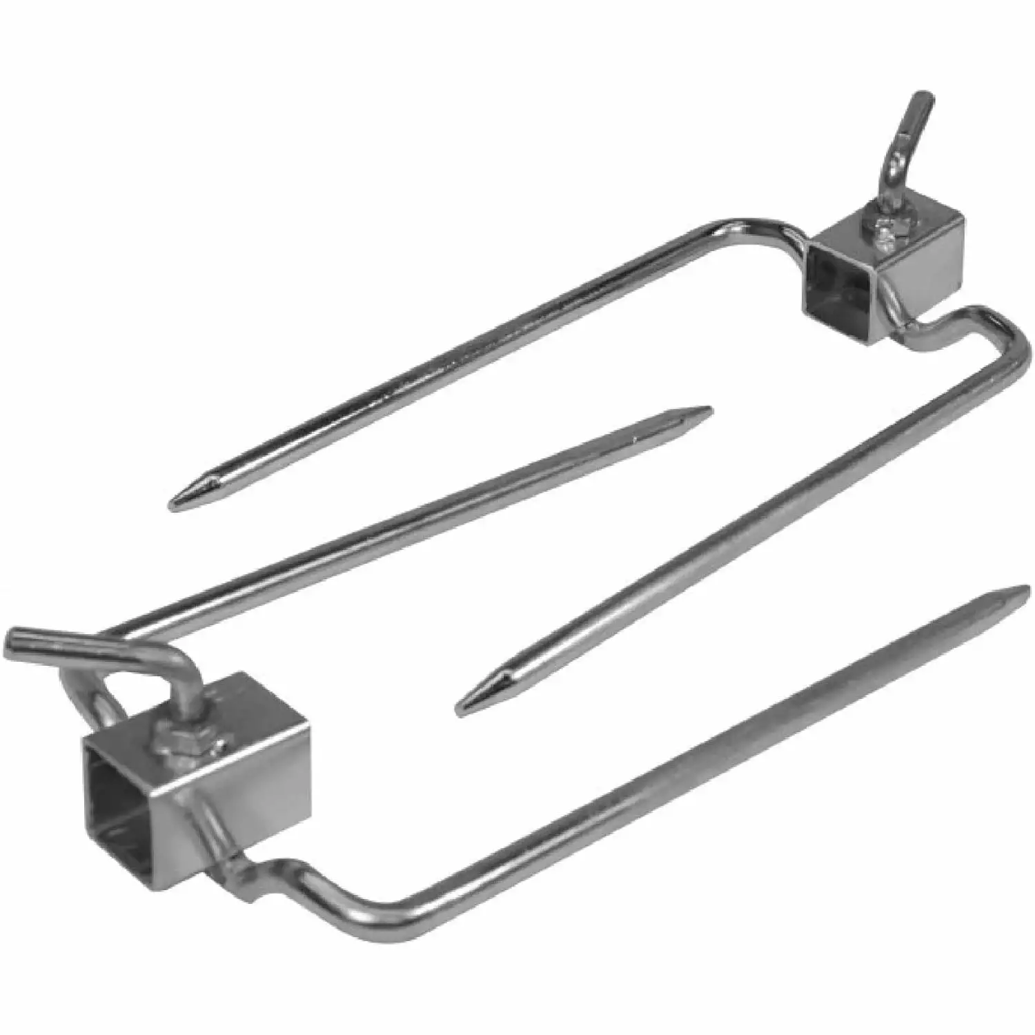 GxIne Pair Dual Prong Rotisserie Forks 7/8 Square Spit Rod Stainless Steel Fork Set
