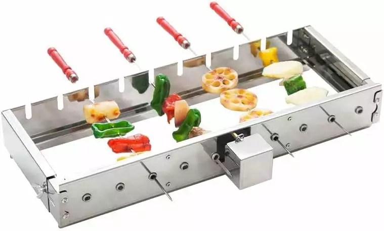 10 Holes Auto Rotating BBQ Grill Adjustable Width Outdoor USB Power Supply Rotisserie Kabob Skewers Set