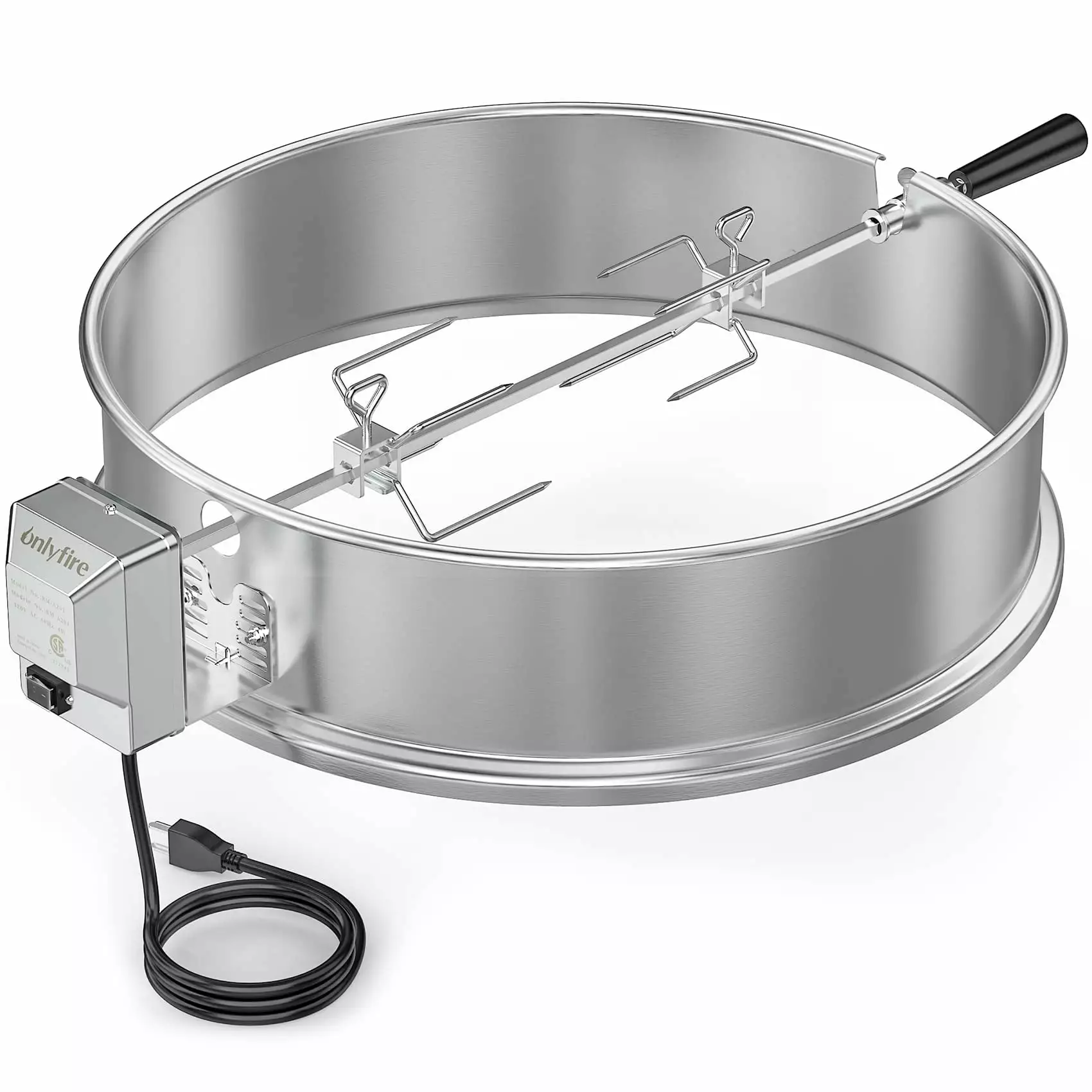 Only Fire Stainless Steel Rotisserie Ring Kit Weber 22 Inch Charcoal Kettle and Other Similar Grills Onlyfire