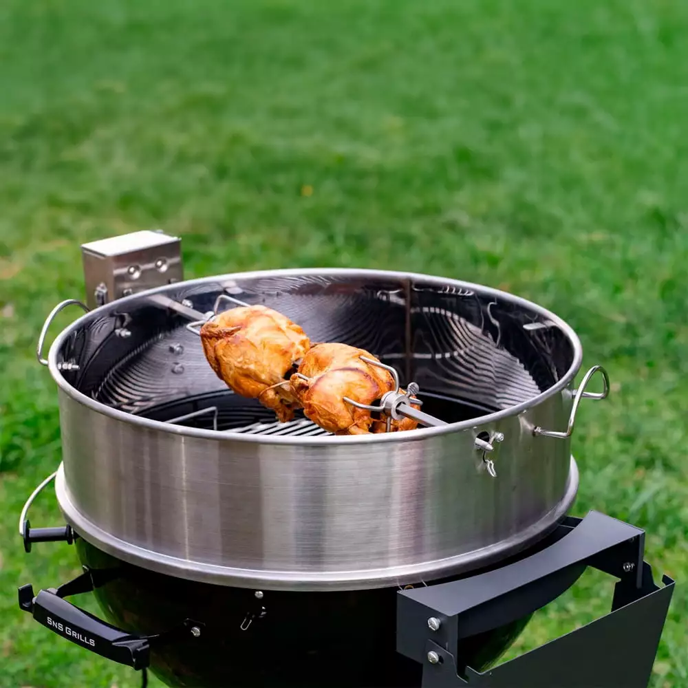 SnS Grills Slow 'N Sear Rotisserie Kit Stainless Steel Accessory 22 Kettle Grills Perfect Even Cooking and Grilling Slow '...