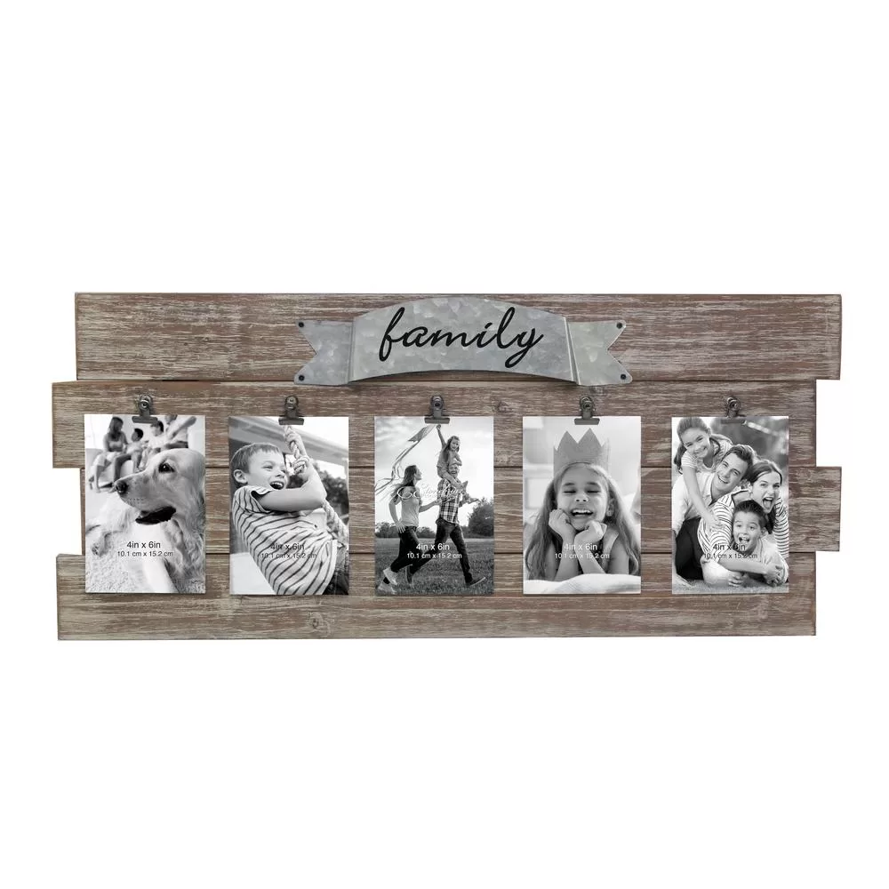 Stonebriar Collection Rustic Wood Collage Picture Frame Clips and Metal Detail