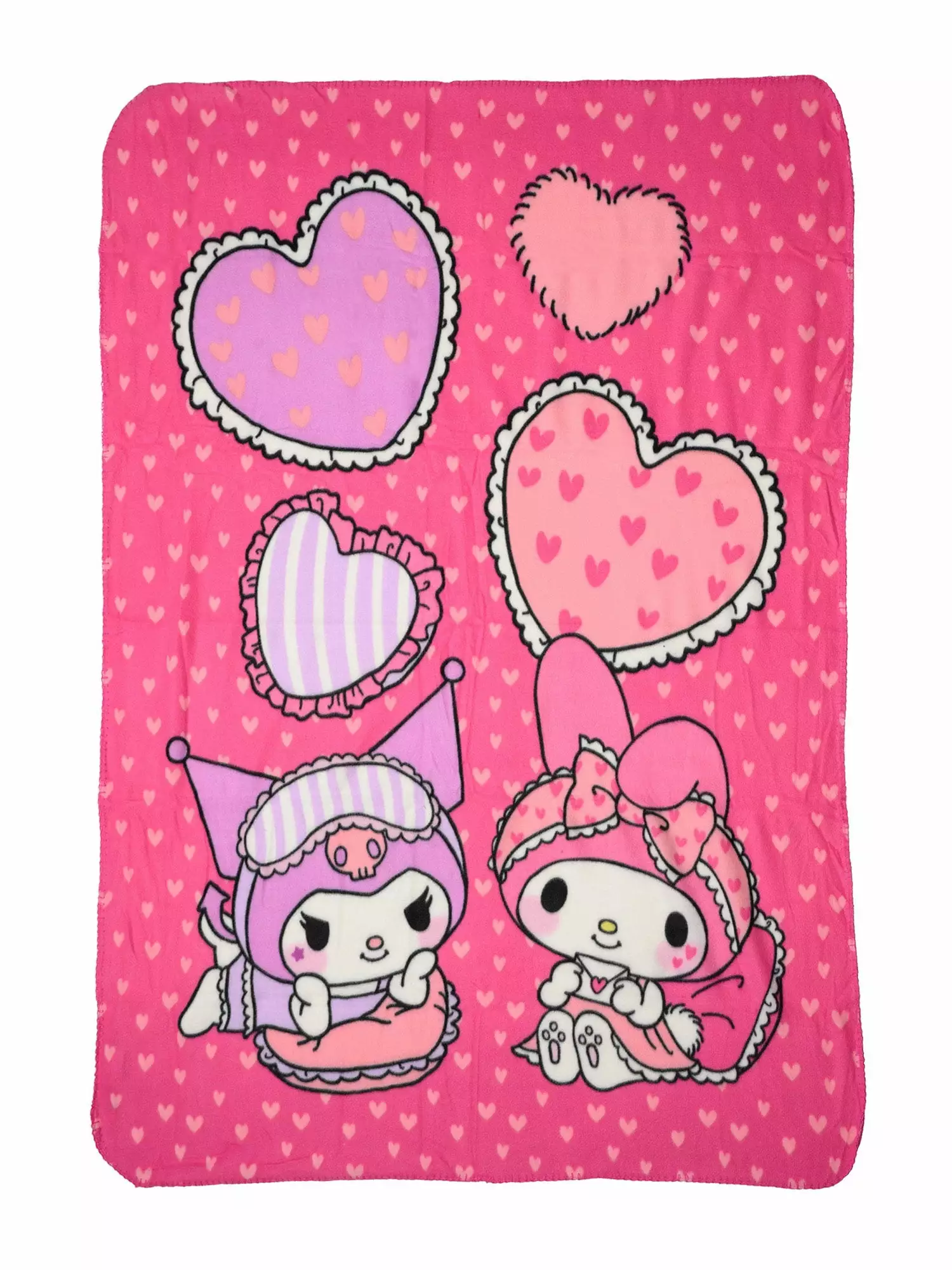 Sanrio Kuromi & My Melody Throw Blanket 45x60 Pink Hearts Girls Hello Kitty