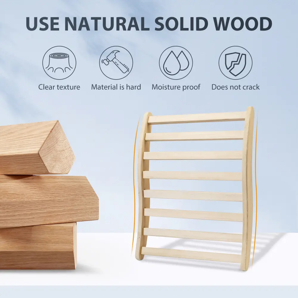 Two Sets Sauna Backrest Natural Wood Solid Wood rigo