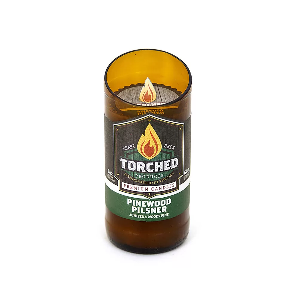 Torched 1922-WP-288 Pinewood Pilsner Candle Amber Jar