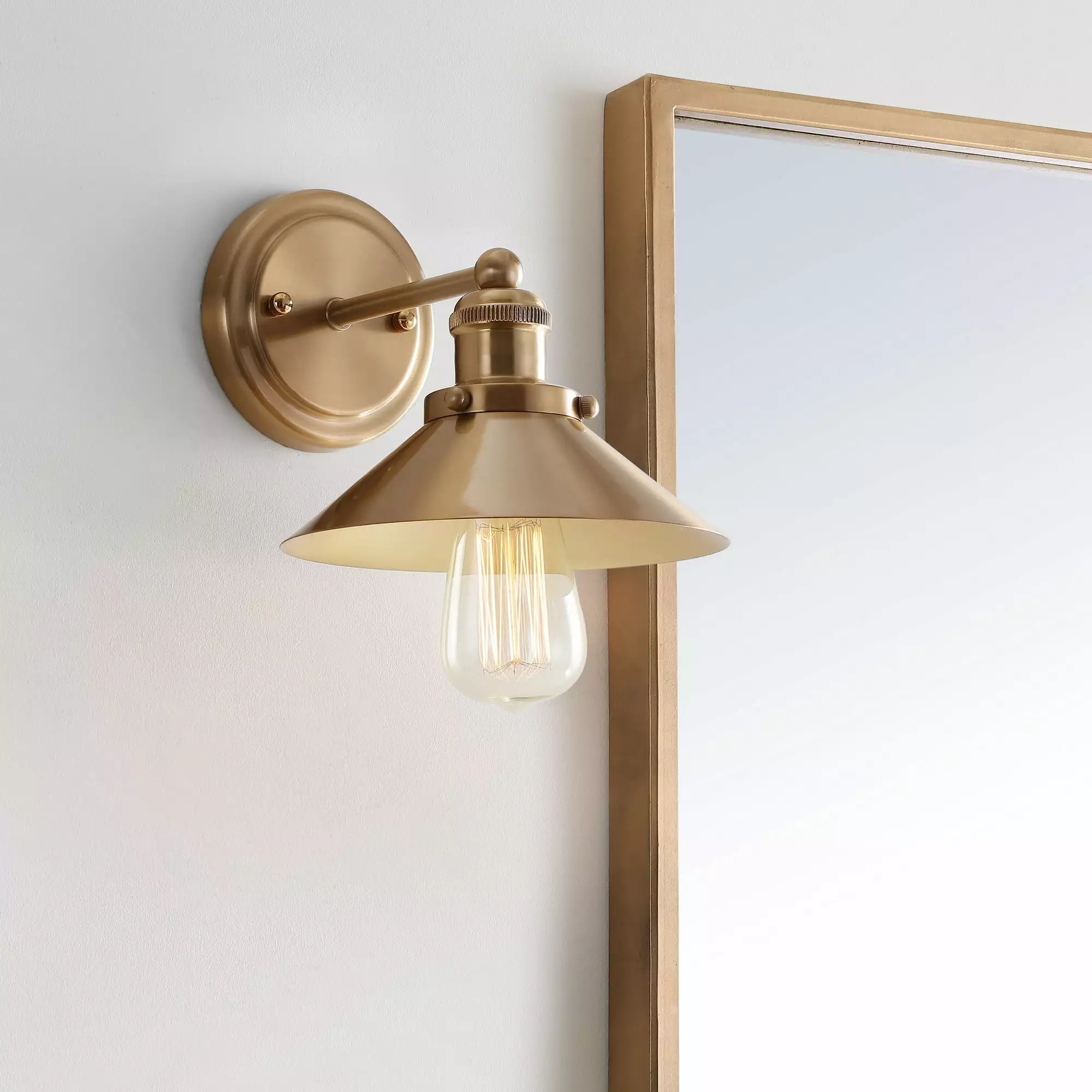 July 7.75 Inch Metal Shade Sconce Brass Gold Wall Mounting Jonathan Y