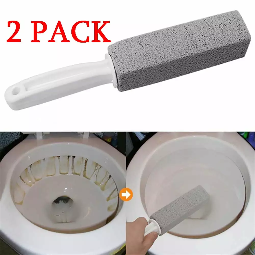 2Pack Pumice Cleaning Stone Handle Toilet Bowl Ring Remover Cleaner Brush Stains and Hard Water Ring Remover Rust Grill Gr...