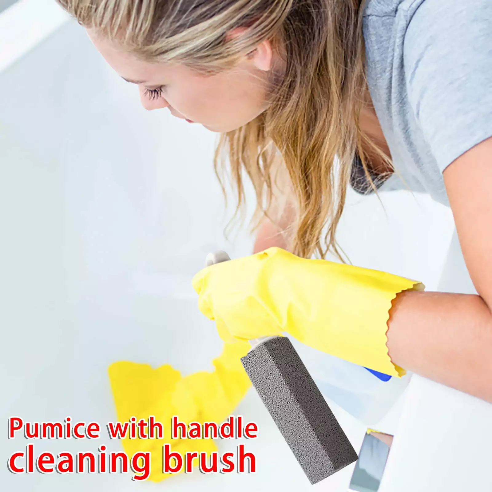 Pumice Cleaning Stone Handle Toilet Bowl Ring Remover Cleaner Brush Stains and Hard Water Ring Remover Rust Grill Griddle ...