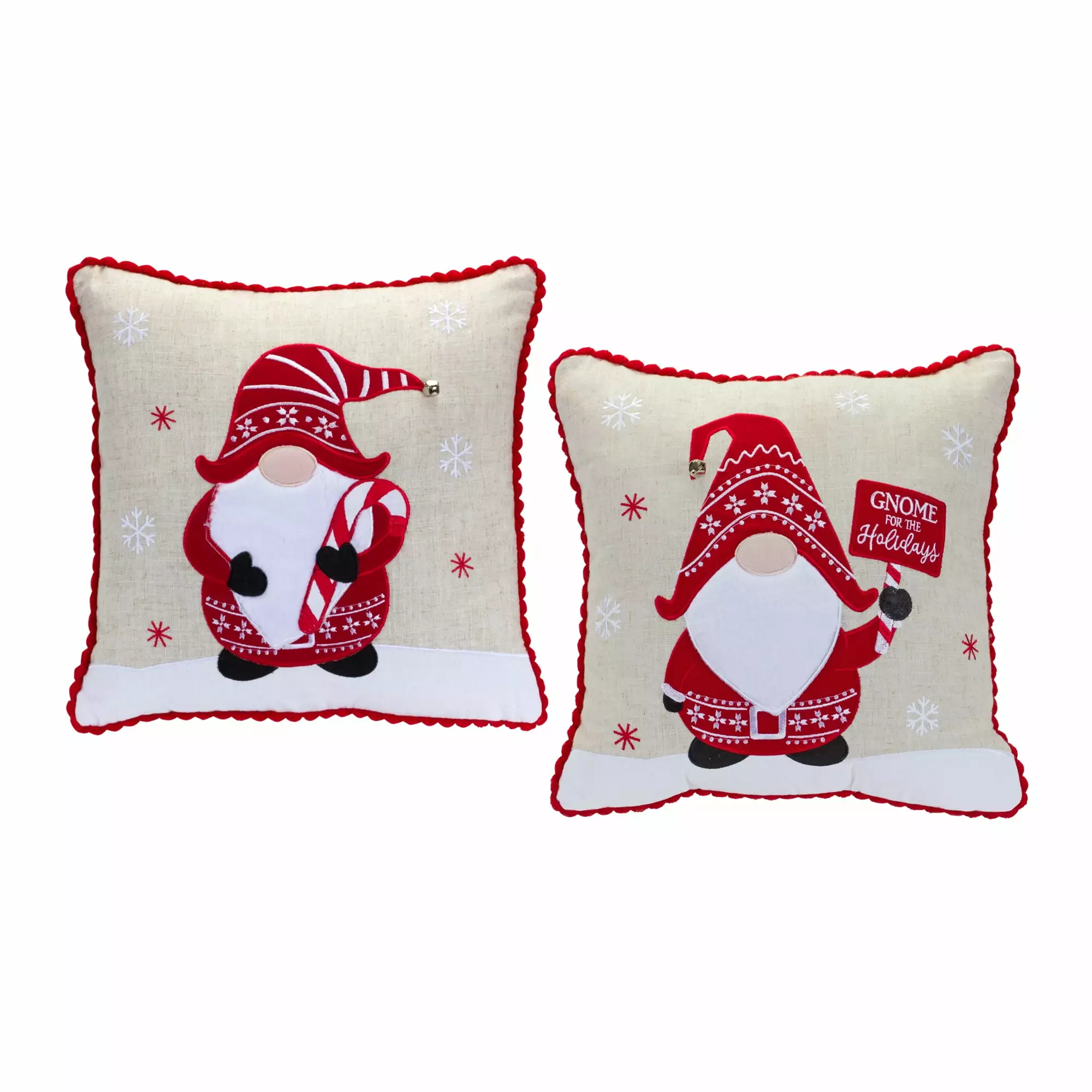 Embroidered Gnome and Nordic Snowflake Pillow Set 2 Melrose