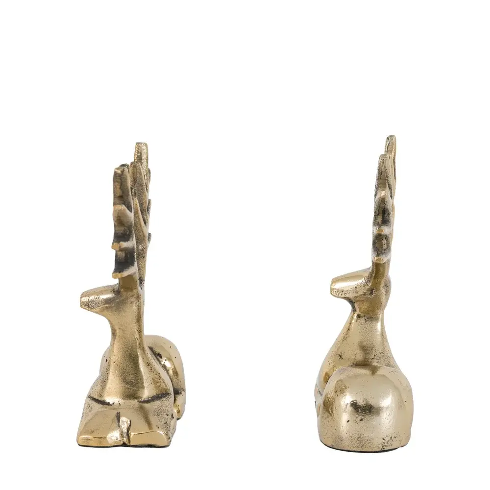 Set 2 Stag Decorations - Antique Gilded