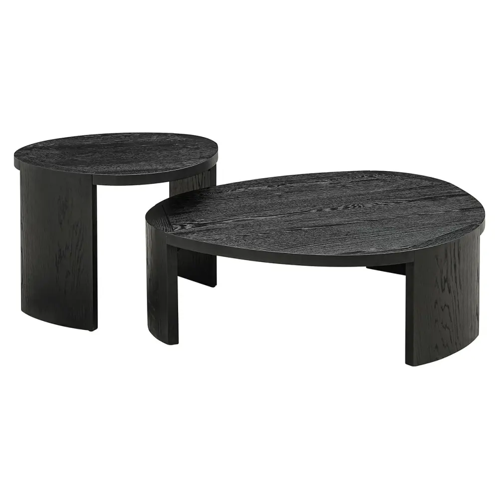 Navarino Set 2 Oval Coffee Tables - Rich Coffee