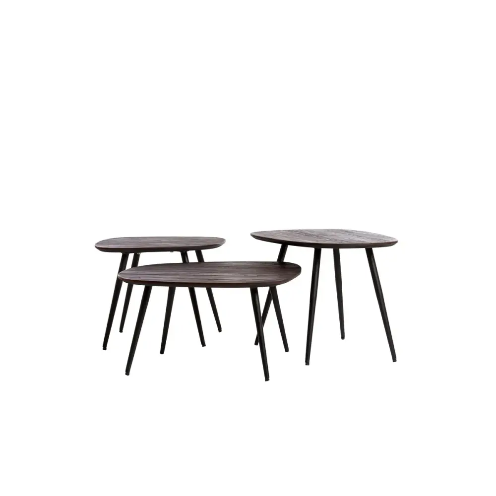 Viejo Set 3 Wooden Nesting Coffee Tables - Brown