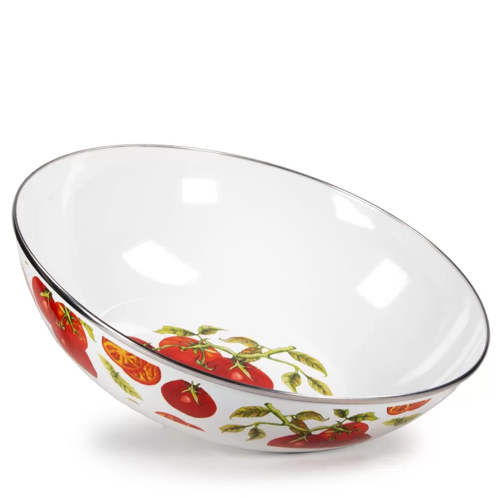 Golden Rabbit Tomatoes 5 qt Enamelware Round Catering Bowl