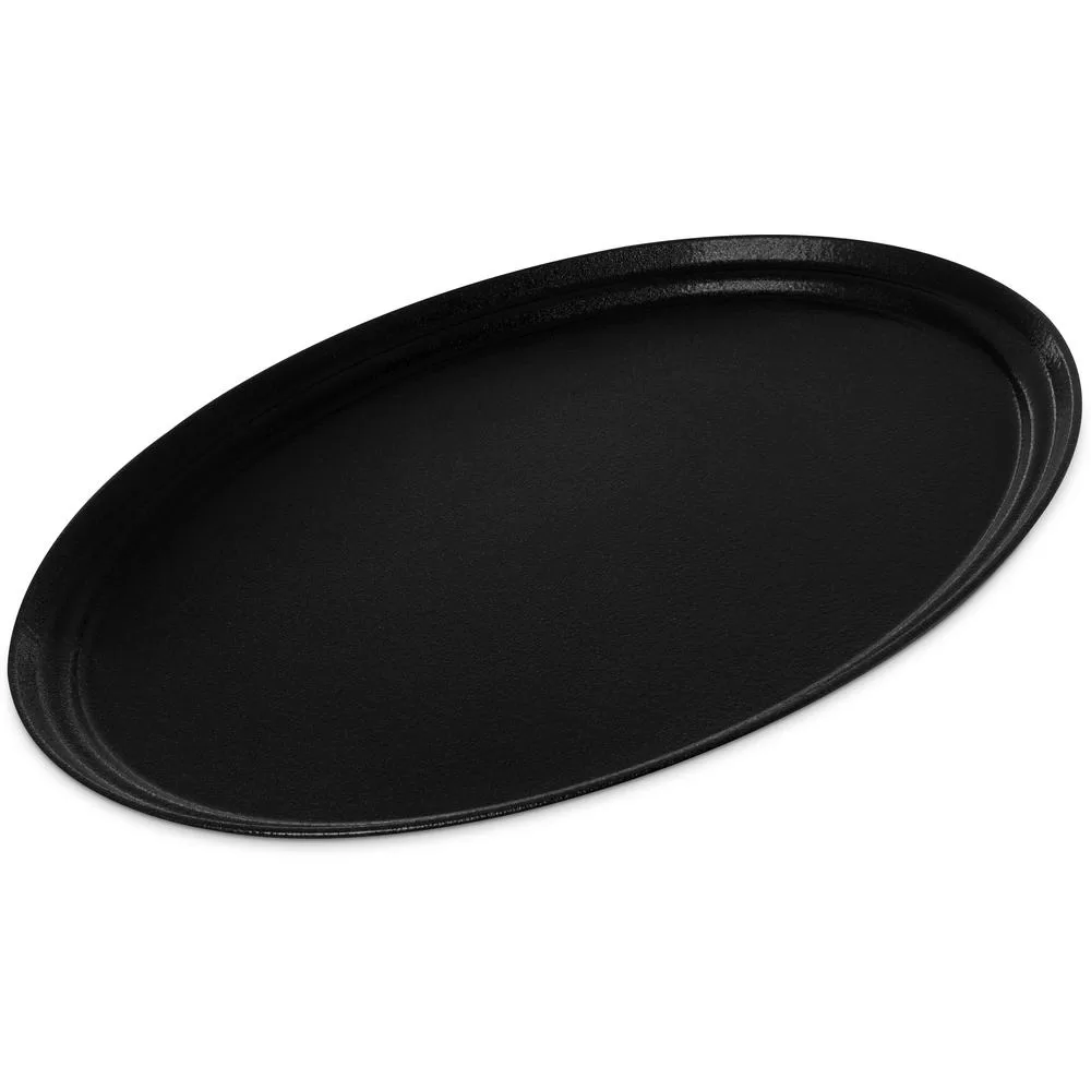 Carlisle Griptite2 24 Black Fiberglass Steel Oval Serving Tray 6-Pack