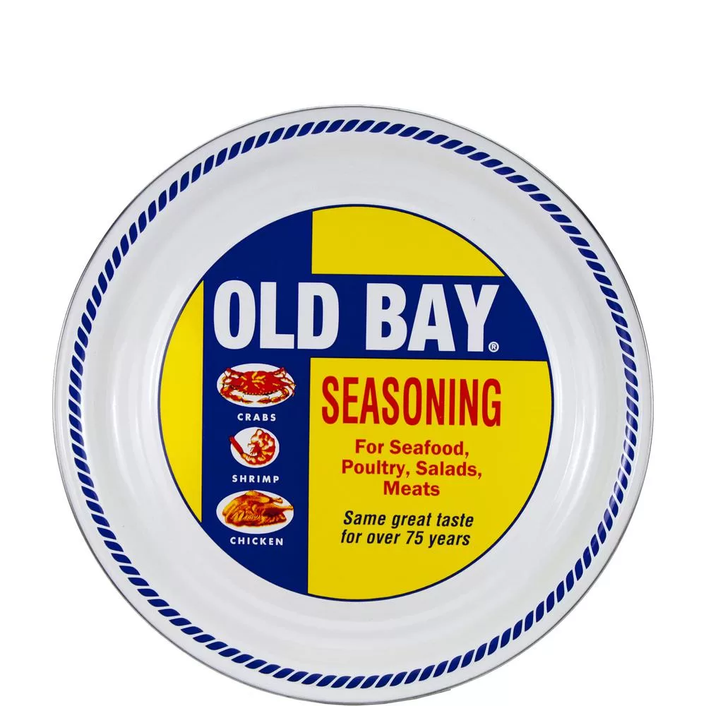 Golden Rabbit 15 . Old Bay Enameled Steel Round Serving Tray