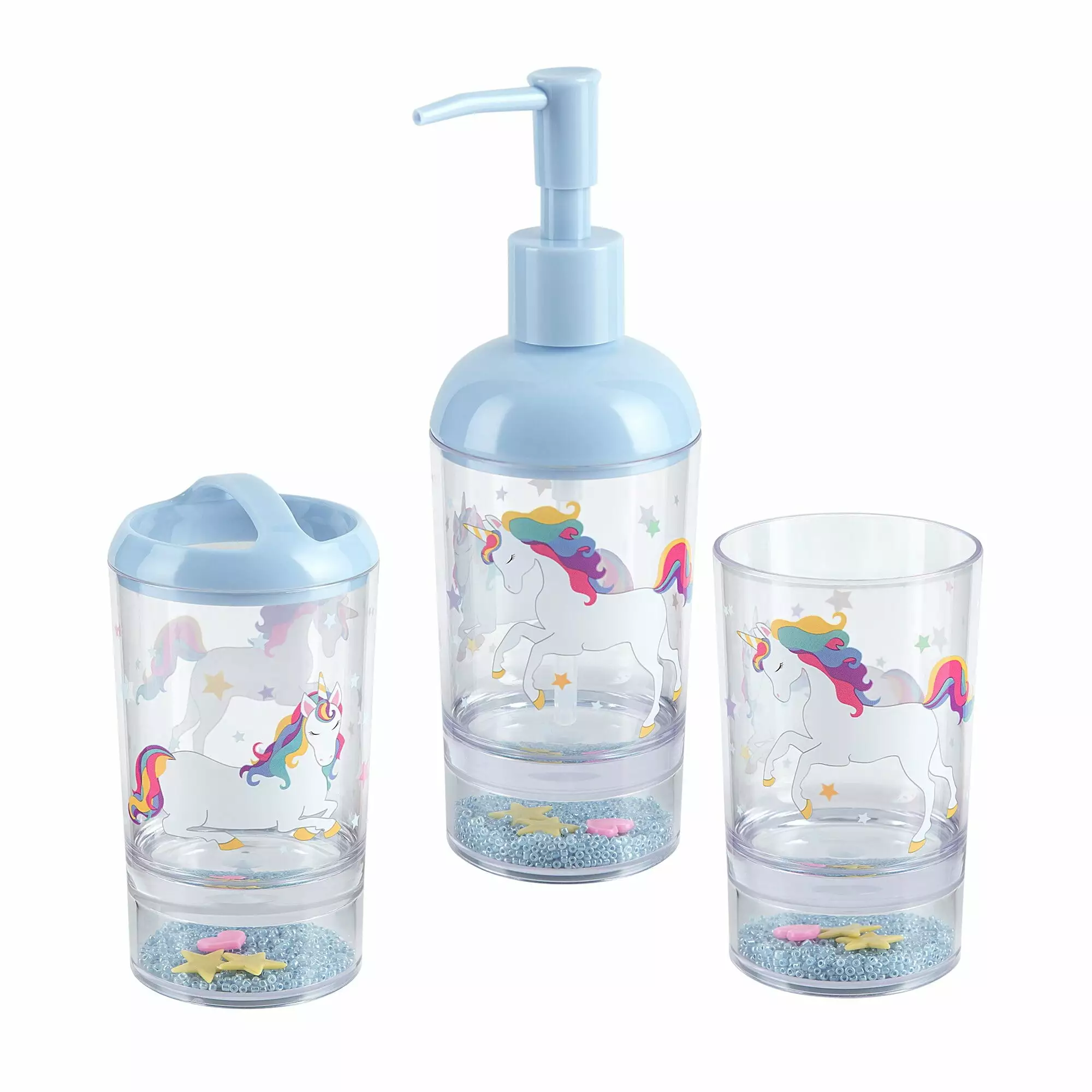 Unicorn & Rainbow 3pc Bath Accessory Set Lotion Pump Toothbrush Holder and Tumbler Bed Bath & Beyond