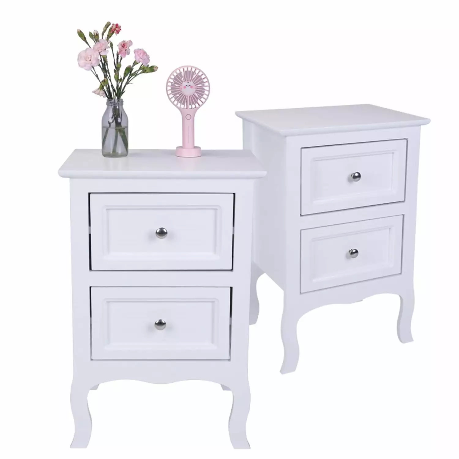 Canddidliike Modern 2Pcs Nightstand 2-Drawer Wood Simple End Table Bedroom Living Room Storage