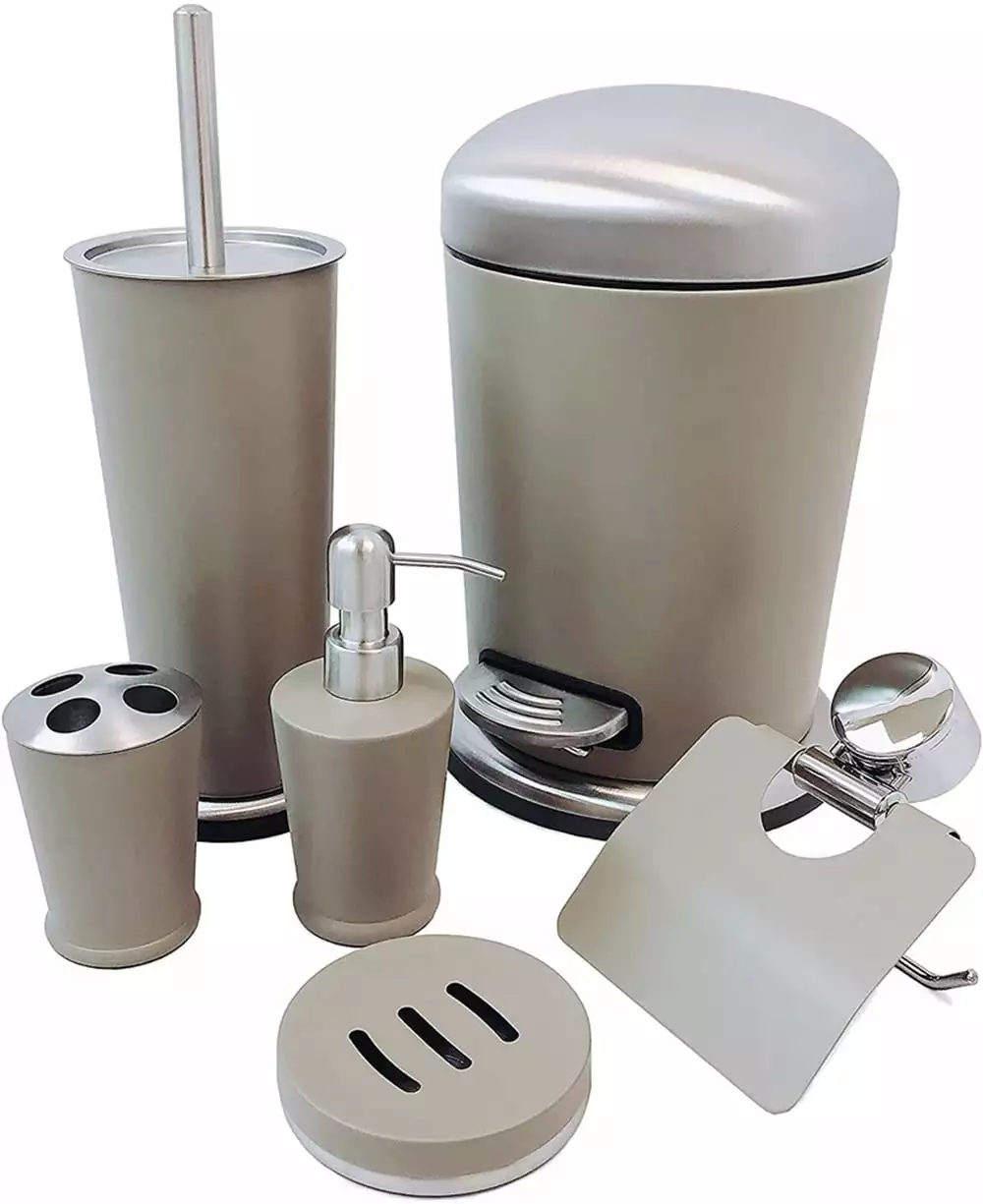 Innovaze Powder Carbon Steel Coating Set 6 Khaki Bathroom Accessories