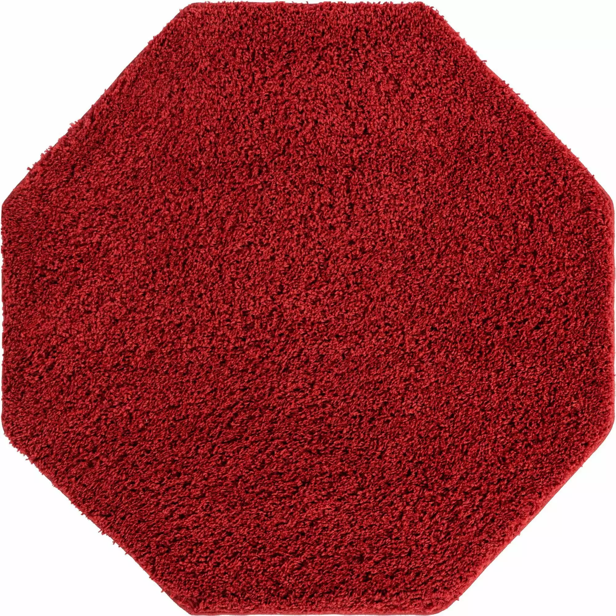 4' x 4' Cherry Red Transitional Solid Octagon Shag Area Throw Rug Unique Loom