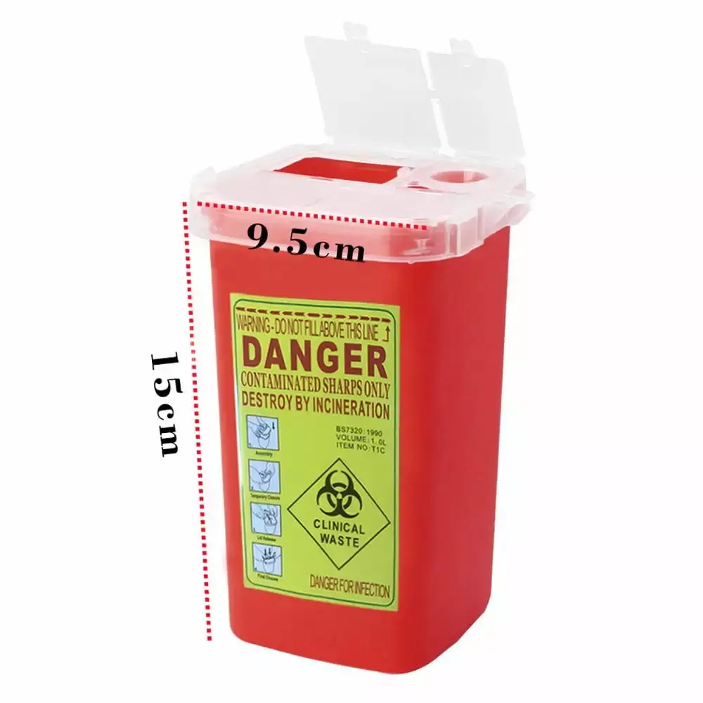 Red Sharps Container Biohazard Needle Disposal Container One