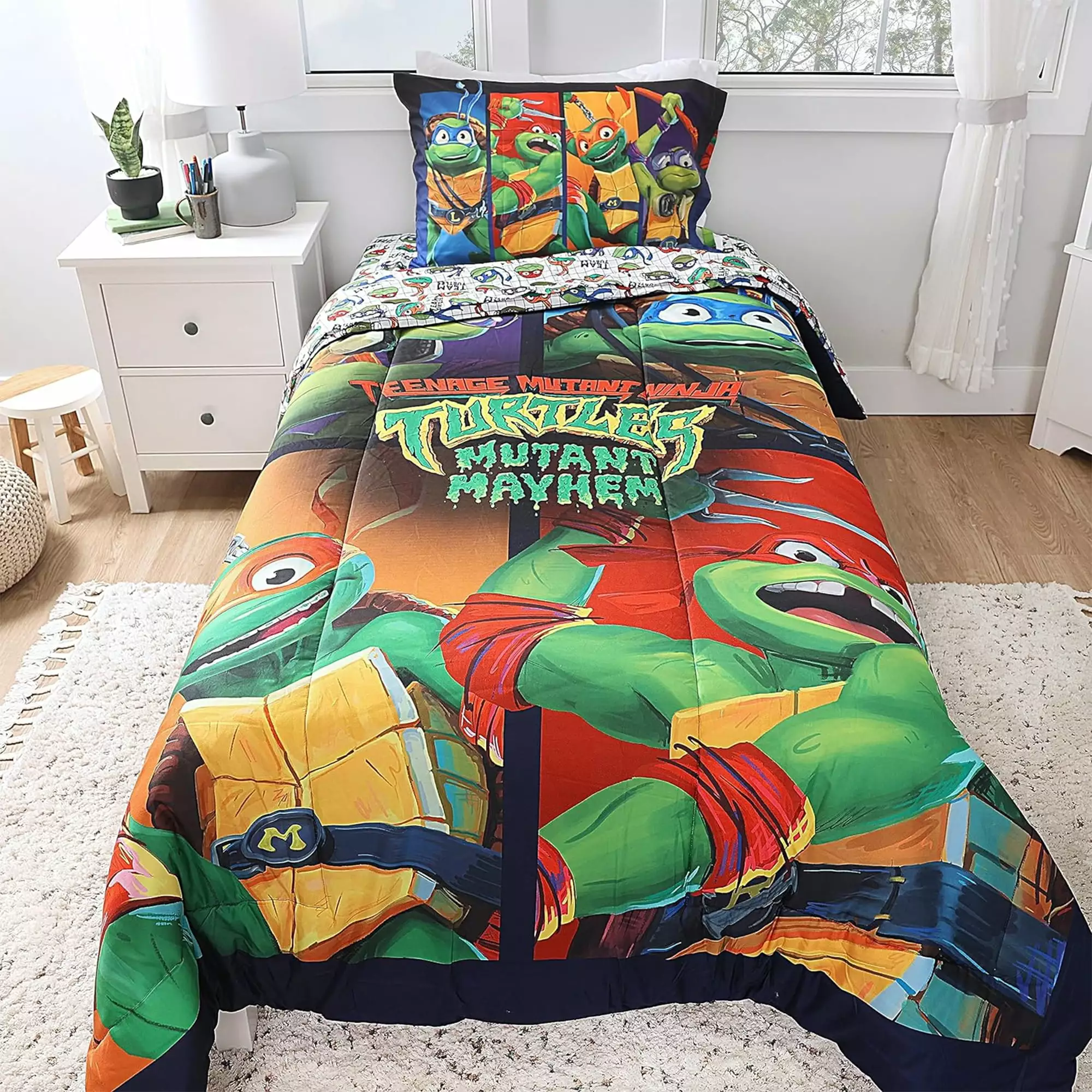 Teenage Mutant Ninja Turtles Kids Bedding Sheet Set Reversible Twin Bed Bag