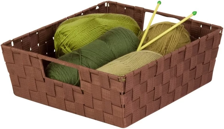 Honey-Can-Do STO-03049 Double Woven Shelf Tote Handles Java Brown Organizing