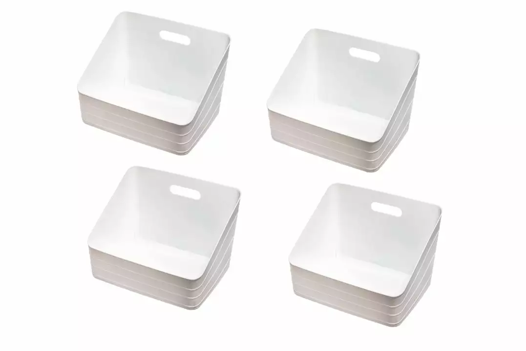 Mainstays Wide Flex Closet Shelf Storage Bin Arctic White Case Pack 4