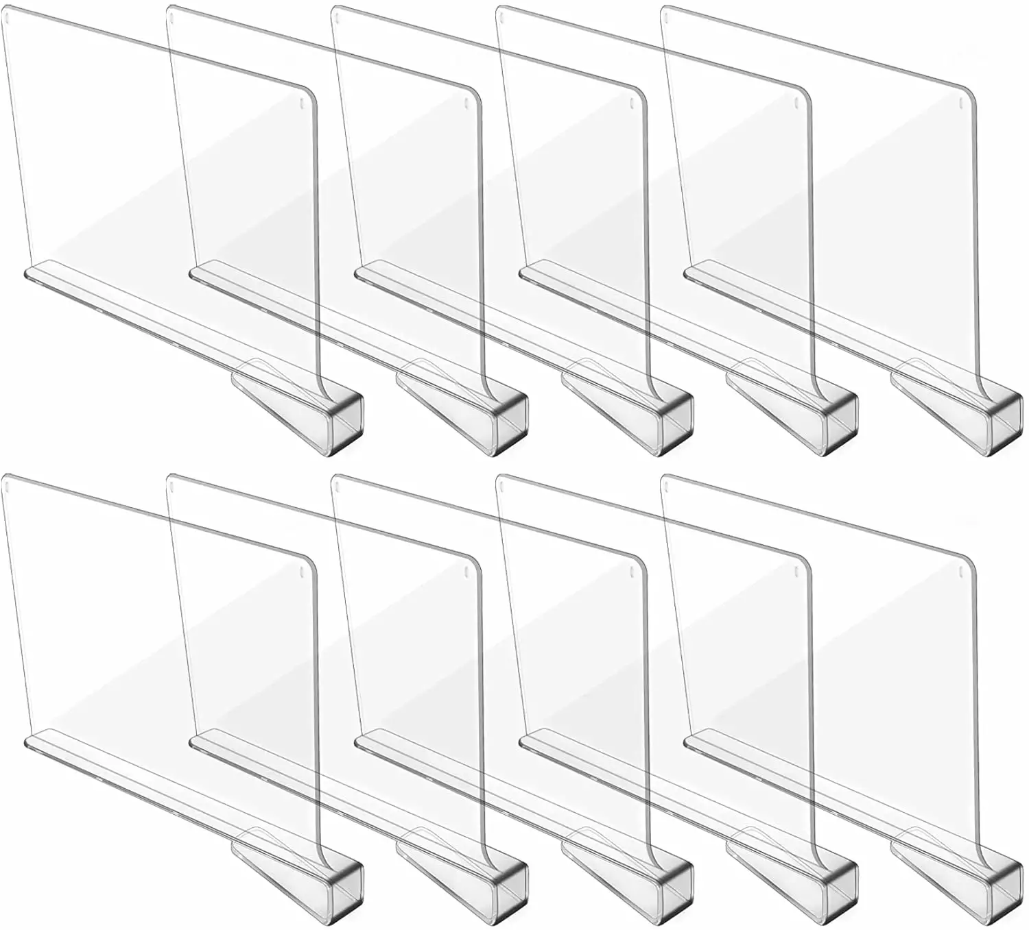 Hmdivor 10 Pack Acrylic Shelf Dividers Wardrobe Closet Kitchen and Office Organization
