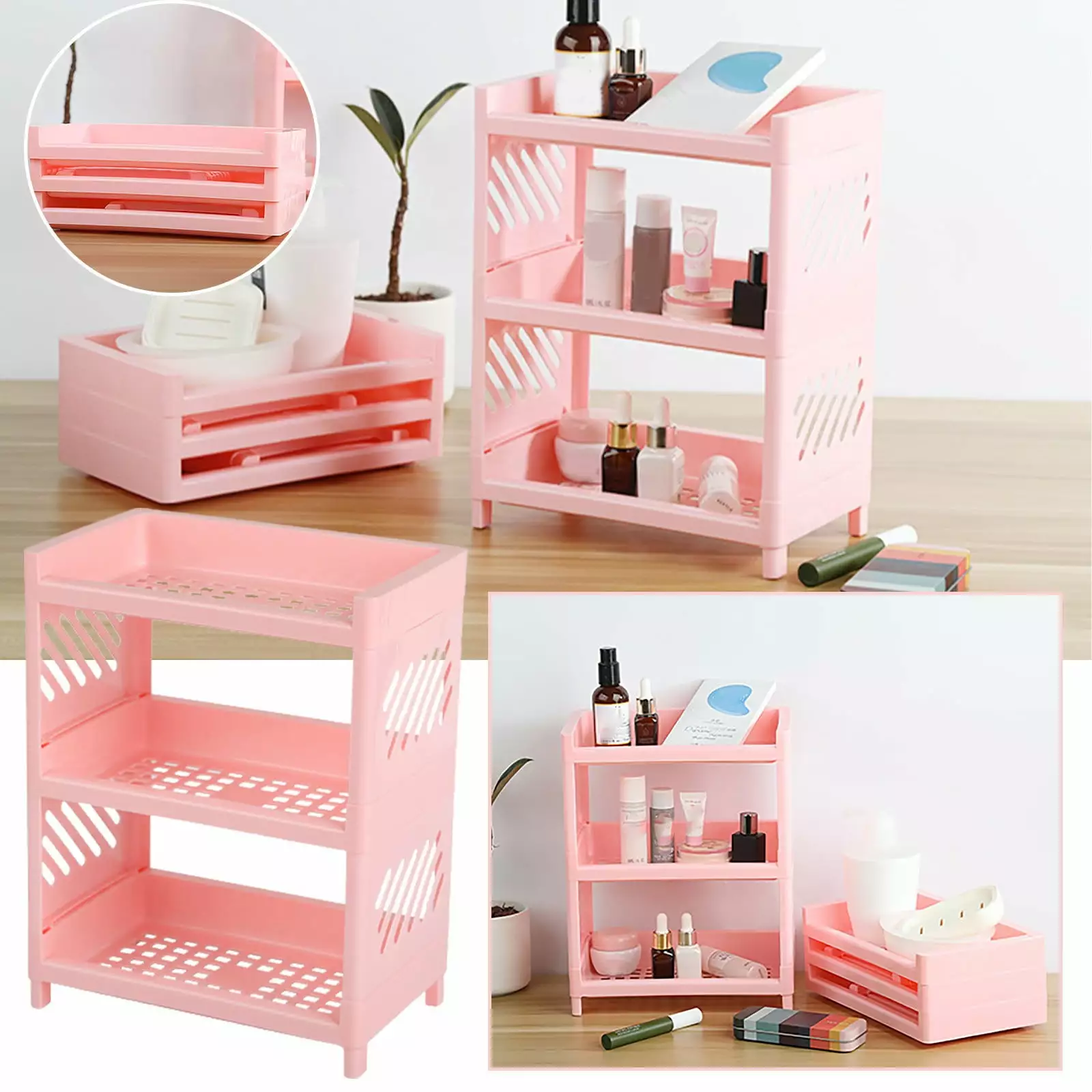 Clearance Sale Bathroom Storage Three Tier Shelf Bedroom Organizer Gyouwnll