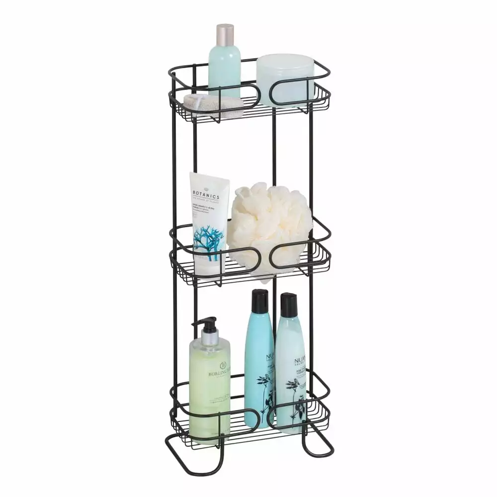 iDesign Neo 3-Tier Bath Shelf Matte Black Bathroom Organizer