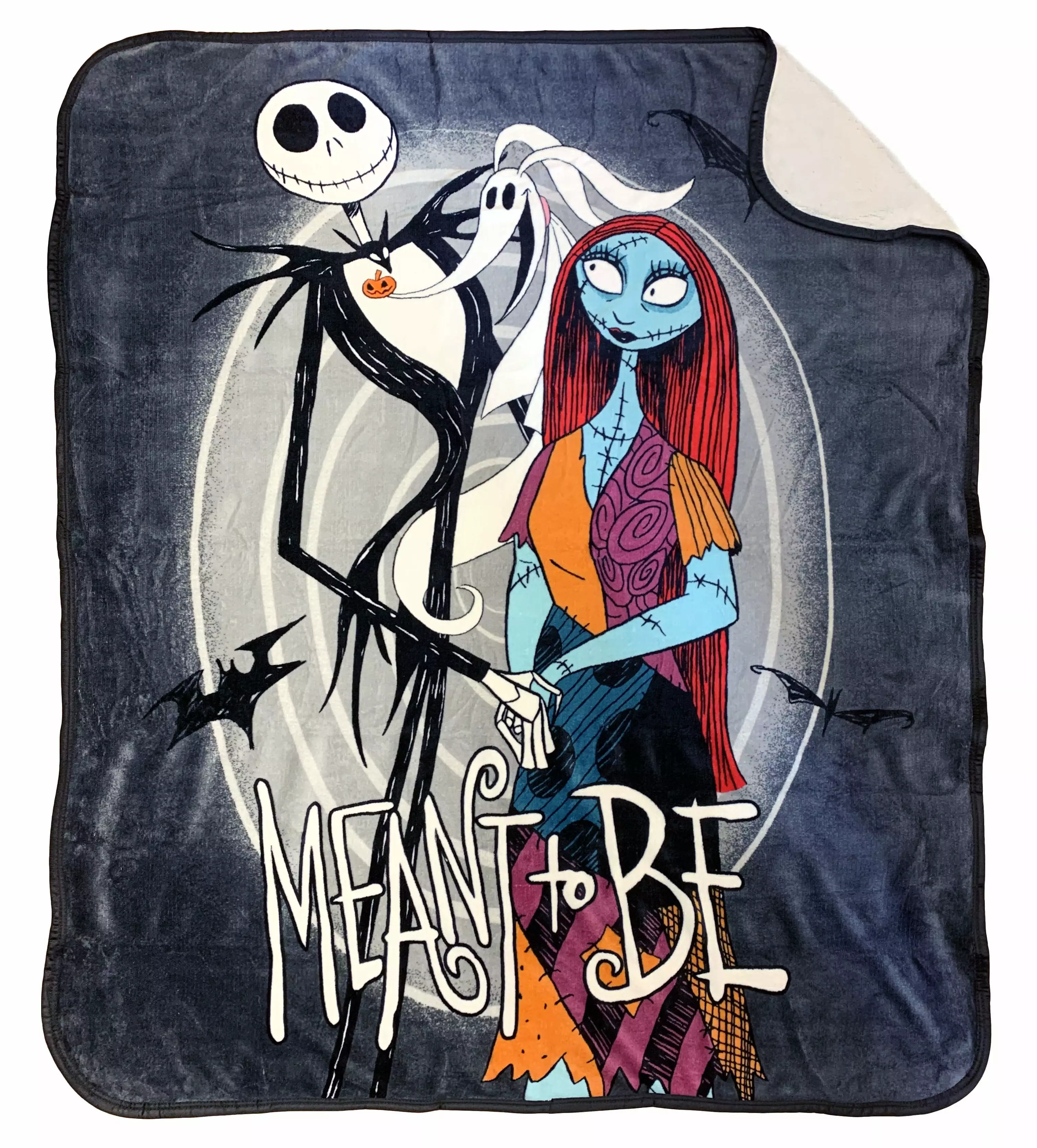 Nightmare Before Christmas Moonlight Madness Sherpa-Backed Throw 50 x 60 Grey 100% Microfiber The Nightmare Before Christmas
