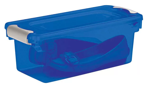 Homz 3410DWBL.10 Blue Latching Shoe Storage Bin 7.5 Quart