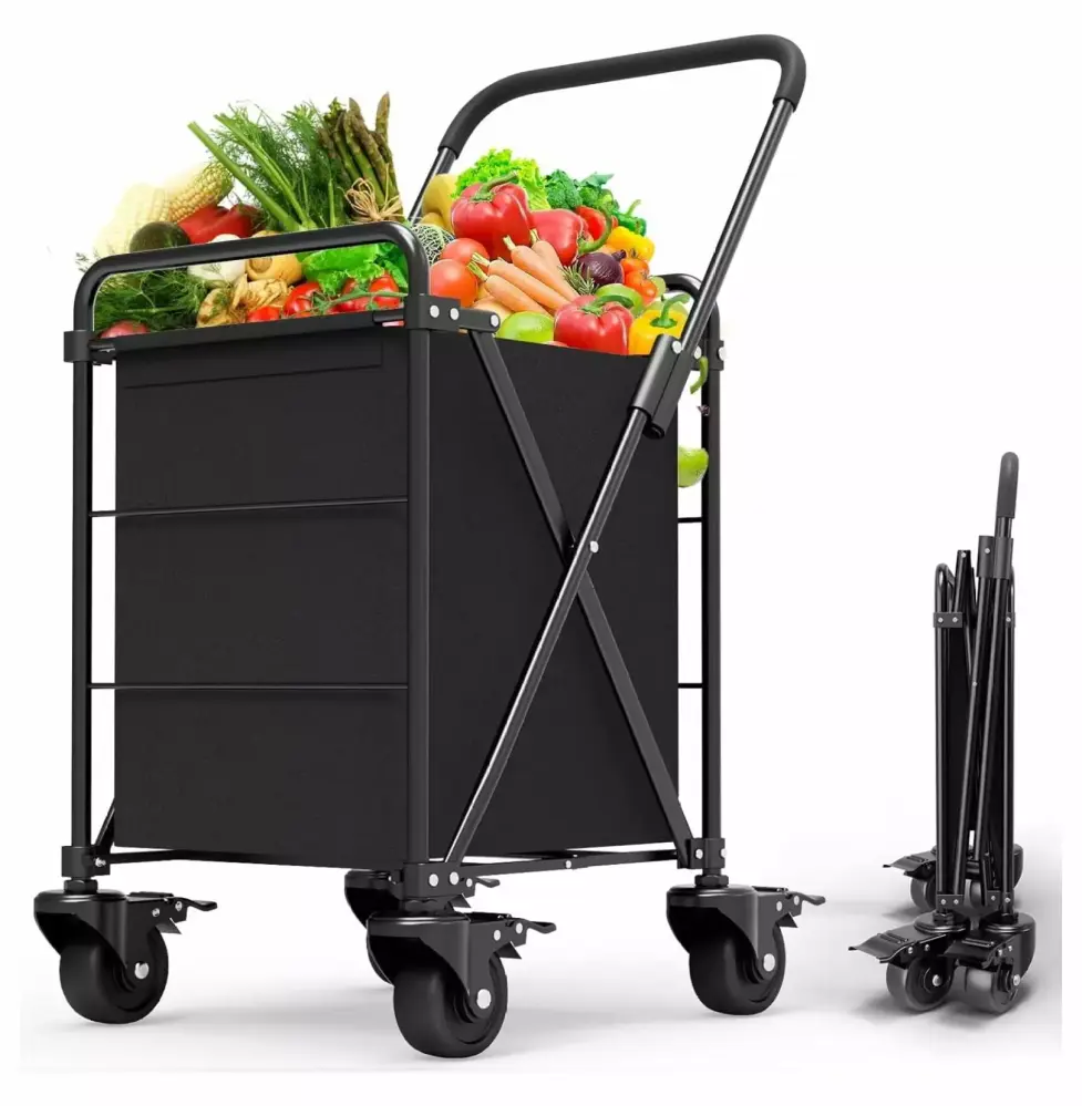 Folding Shopping Cart 360 Wheels Groceries Laundry Heavy Duty Utility Cart Jumbo
