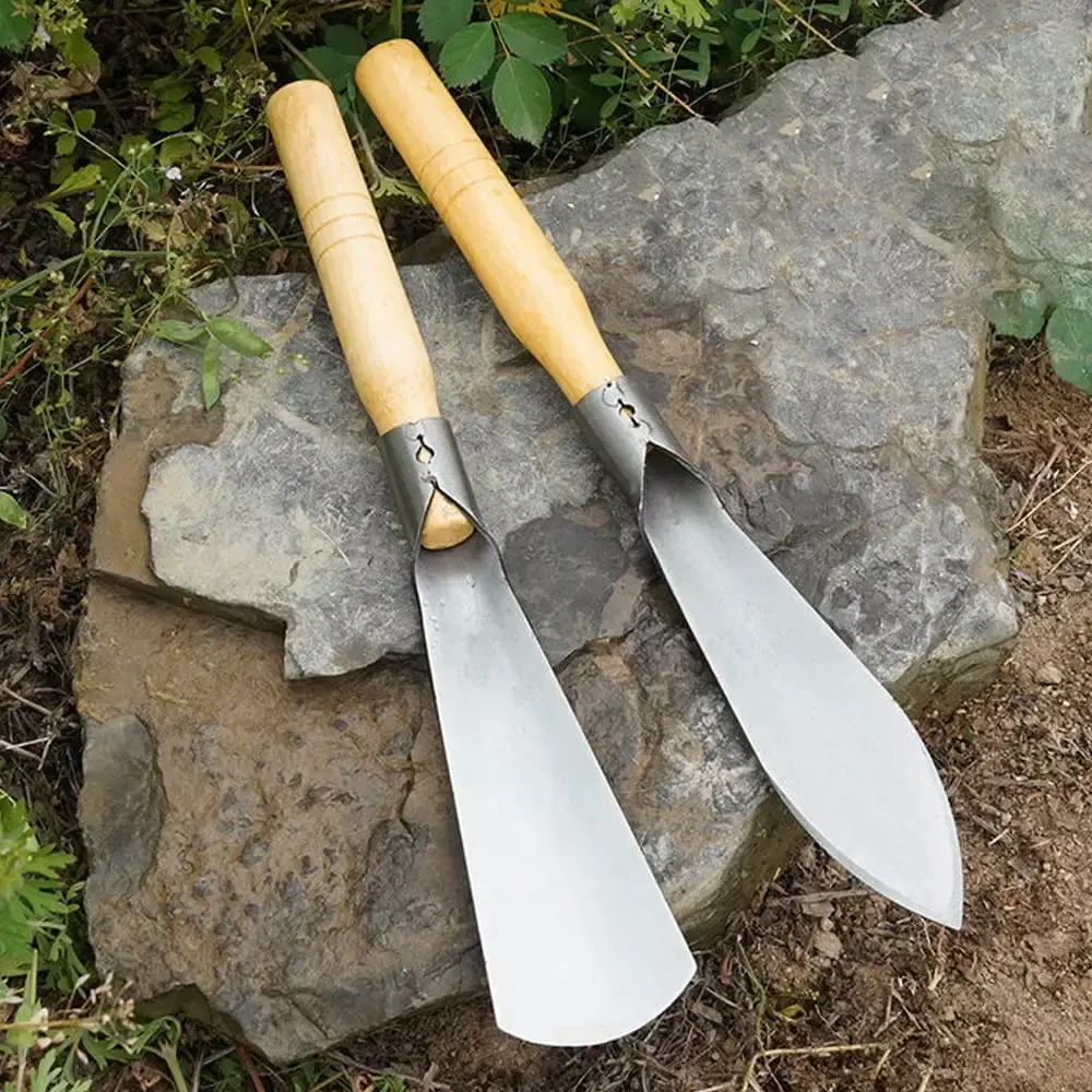 Stainless Steel Garden Shovel Set 2 Wooden Handle Gardening and Weeding