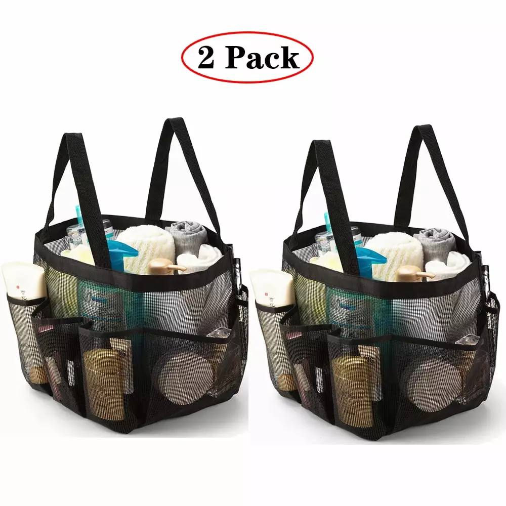 LNGOOR 2 Pack Travel Mesh Shower Caddy Quick Dry Hanging Toiletry Bag