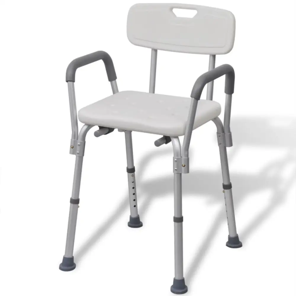 Shower Chair Aluminum White - Non-Slip Bath Seat Elderly and Disabled
