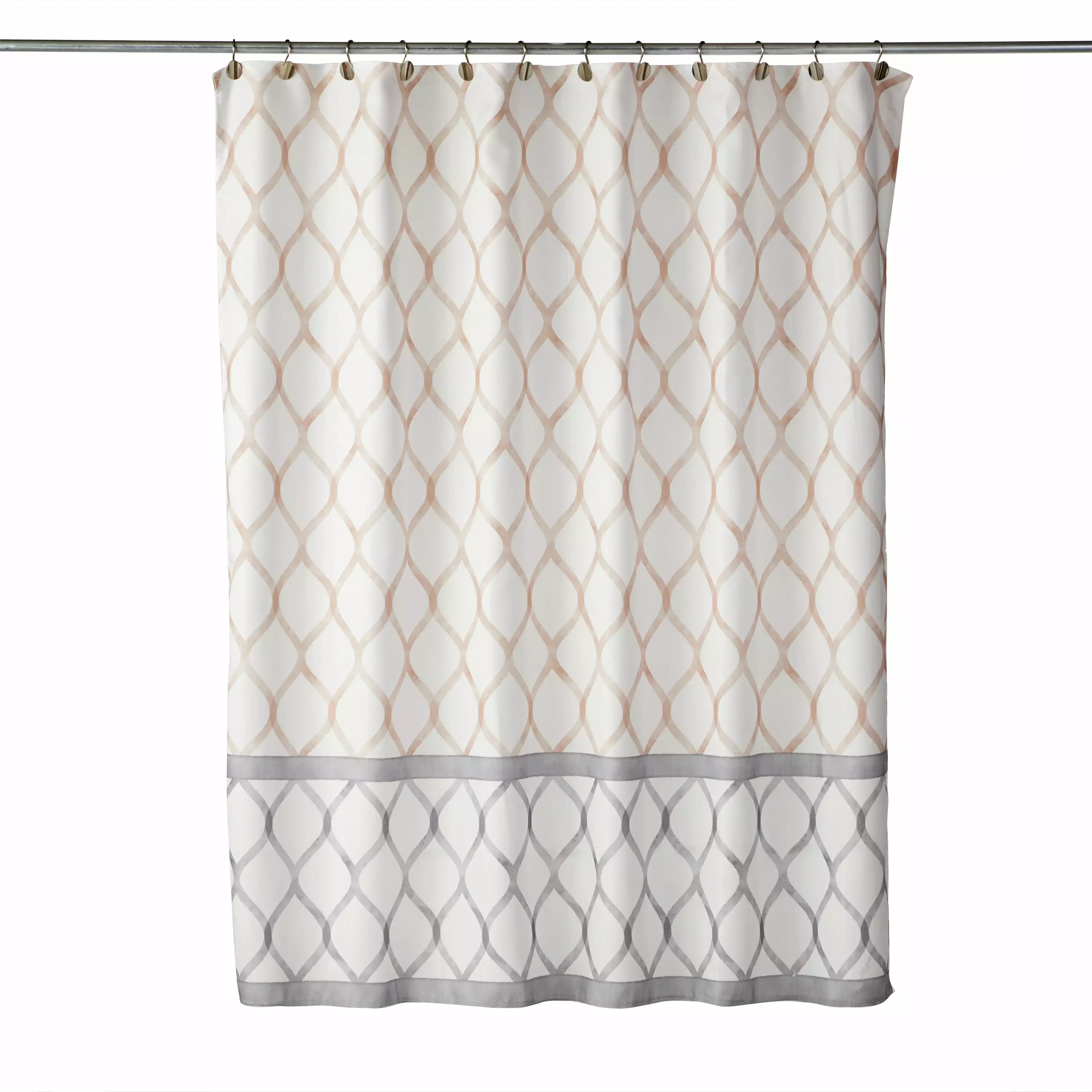 SKL Home Dancing Lattice Fabric Shower Curtain - Elegant Geometric Pattern Modern Bathrooms