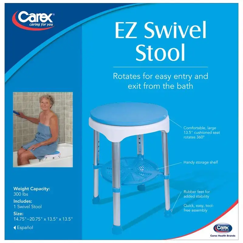 Carex Health Brands Blue/White Bath/Shower Seat Aluminum 20.75 . H x 13.5 . L Elderly and Disabled