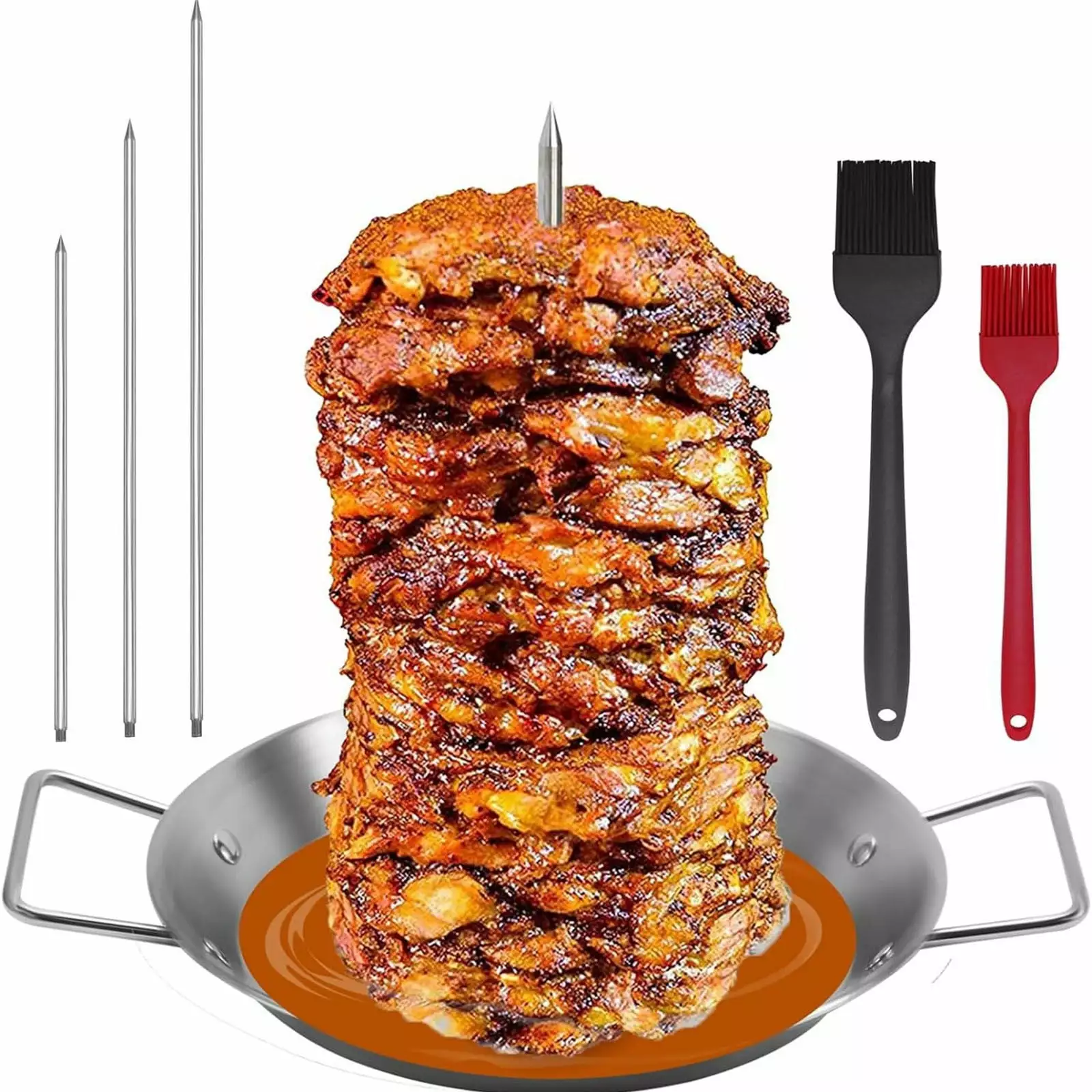 Stainless Steel Vertical Grill Skewers 10 Inch Detachable Nails Chicken Fish Sausages Steak SZBAOAN