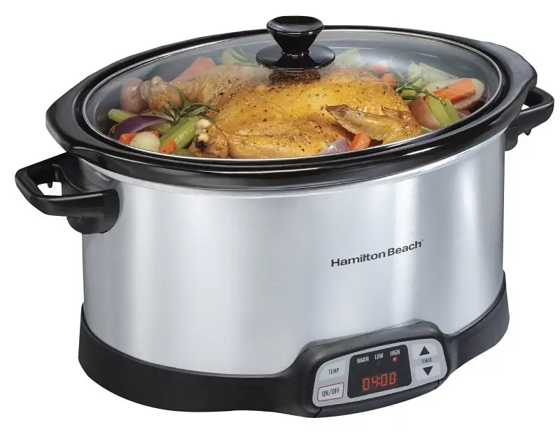 Hamilton Beach 33480 Programmable Countdown Steady Cooker, 8 qt Capacity, 120 V, 375 W, Touch Pad Control, Stoneware