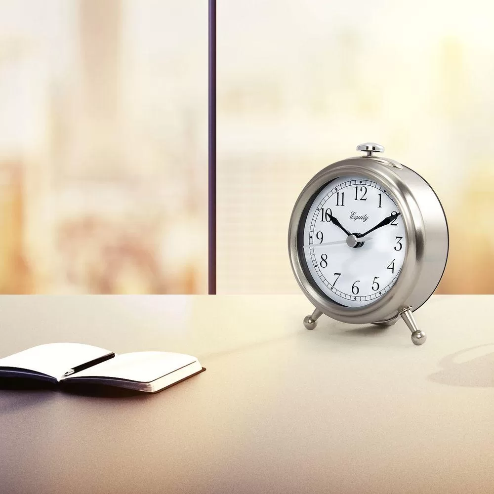 Equity La Crosse Small 3 Inch Metal Quartz Alarm Table Clock