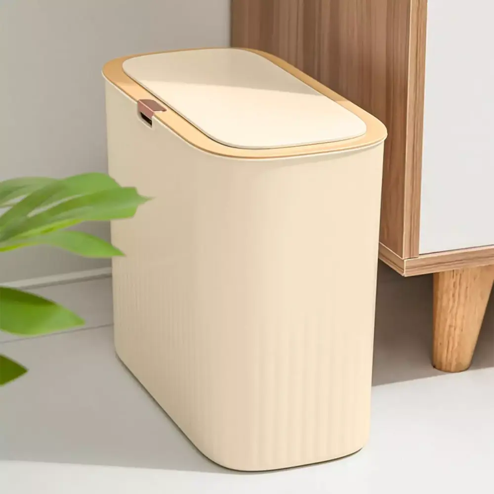 Bxaolu Press Top Lid Small Trash Can Dog Proof Bathroom Kitchen Bedroom Office