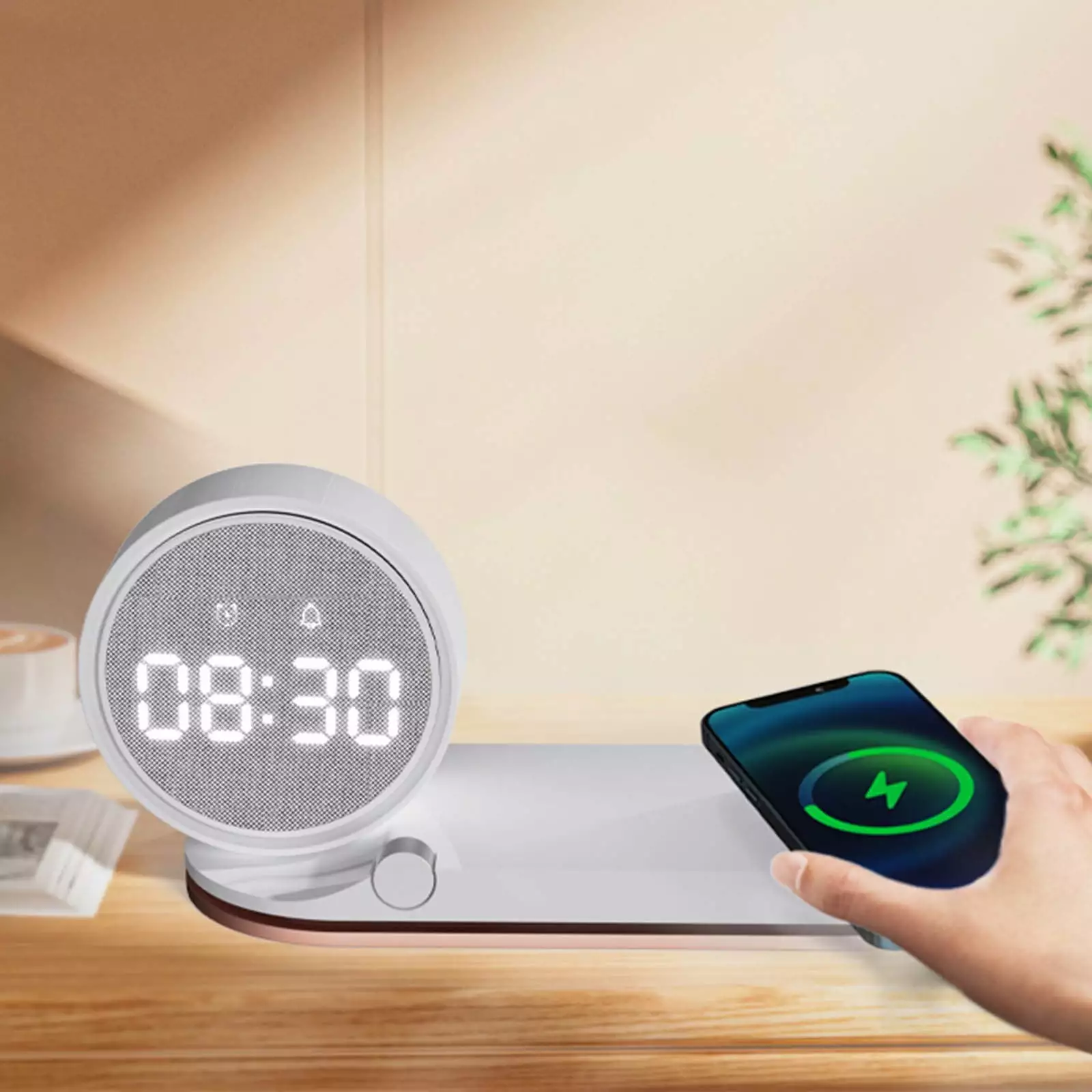 Akmoler Alarm Clock 4 1 Wireless Charger 15W Fast Charging Station Night Light Digital Clock
