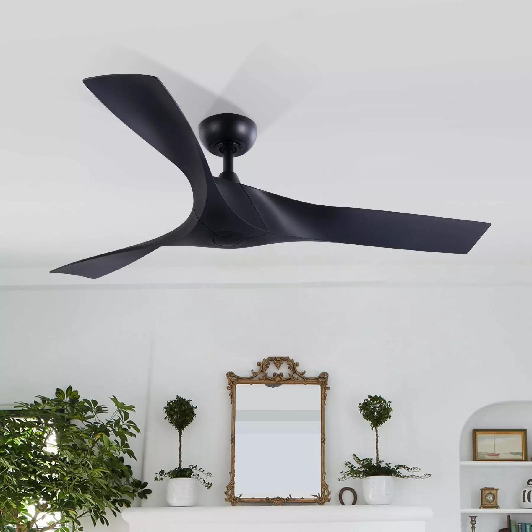 52 Inch Smart Ceiling Fan Remote Control 3 Blades 6 Speeds Timer Black Bestco