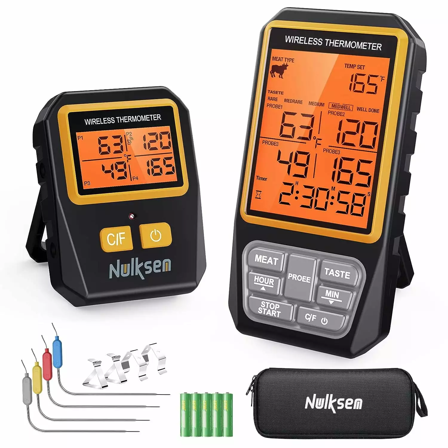 Nulksen Wireless Meat Thermometer 4 Probes Ultra Accurate Instant Read Grill Thermometer