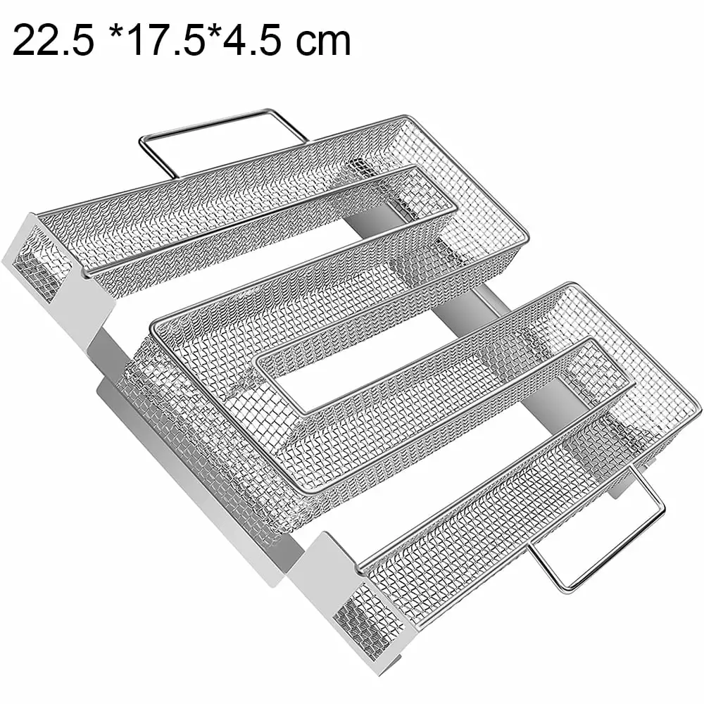 Stainless Steel Cold Smoke Generator Tray Handle 7 Hours Smoked BBQ Bacon Meat Cheese Levamdar
