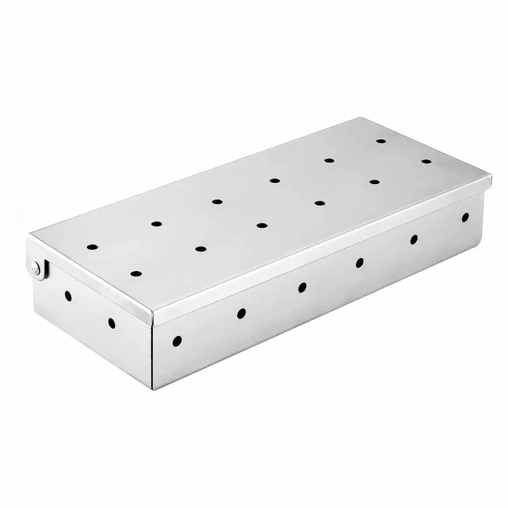 OUNONA BBQ Smoke Box - Rustproof Stainless Steel Wood Chips Box Travel and Outdoor Grilling