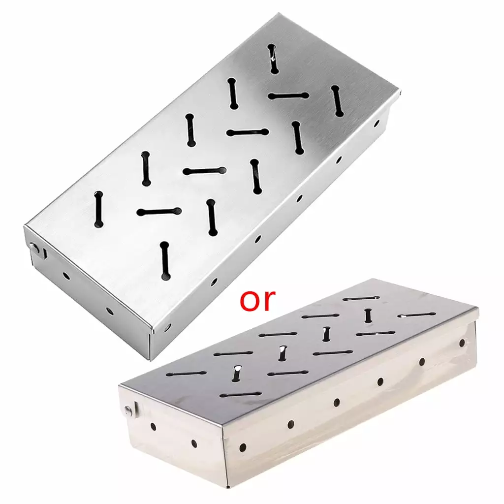 Stainless Steel BBQ Smoker Box Wood Pellet Charcoal Gas Grilling Smoke Generator VHUNT