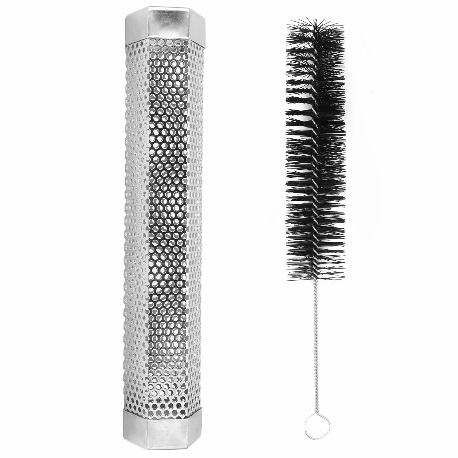 12 Inch Stainless Steel Hex BBQ Smoking Tube Cleaning Brush Grilling yitaozhuangshigongcheng