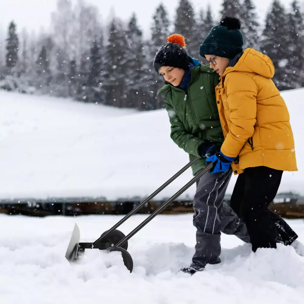 BaytoCare 39'' Iron Snow Pusher Heavy Duty Snow Plow Pavement Clearing - Multi-Angle Shovel 39