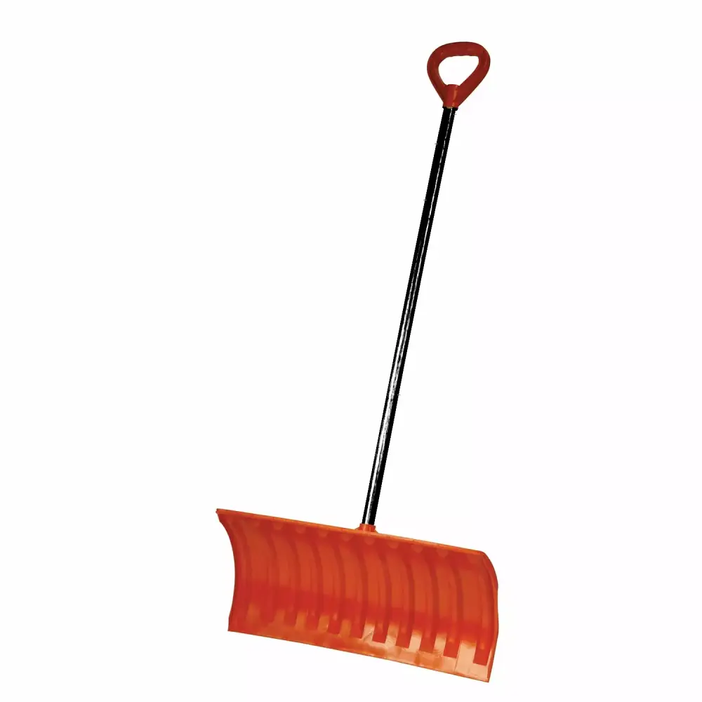 Bigfoot 25 Pusher Snow Roller Shovel Metal Handle and Large D Grip - Heavy Duty Snow Removal 25